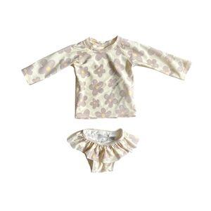 Rylee and Cru Floral Rashguard Two Piece Swim Set Crewneck Long Sleeve 0-3 Month